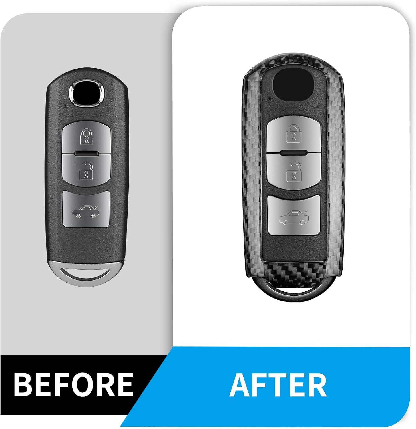 T-carbon Key Fob Cover Fits Mazda 3 CX3 CX4 CX5 CX7 CX9 MX5 Miata 2009-2019 image 5