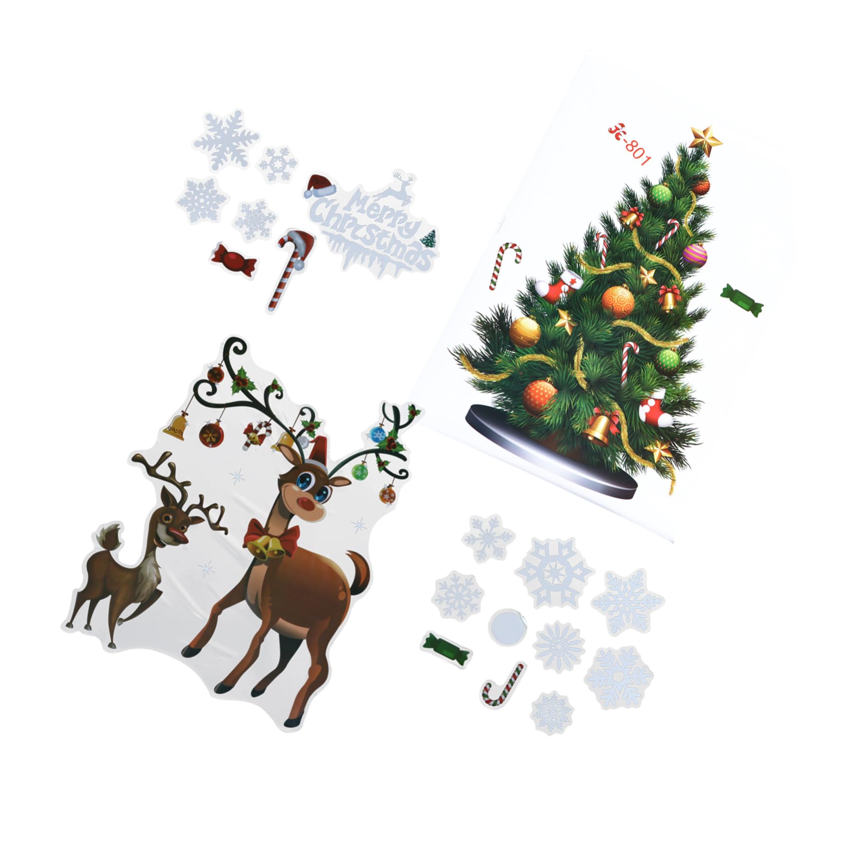TOPBATHY 2 Juegos Adhesivos Decorativos de Ventana de y Árbol de Navidad Set de Decoración Festiva Hogar y