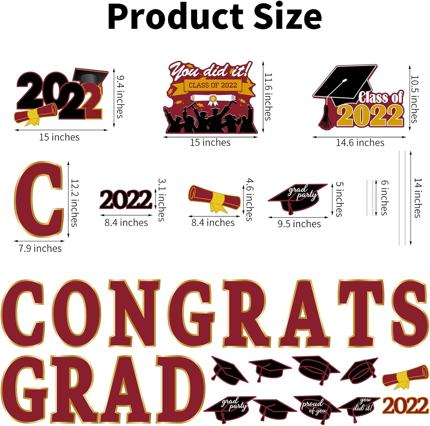 Buy durony 27 Pieces 2022 Graduation Yard Signs Waterproof Congrats