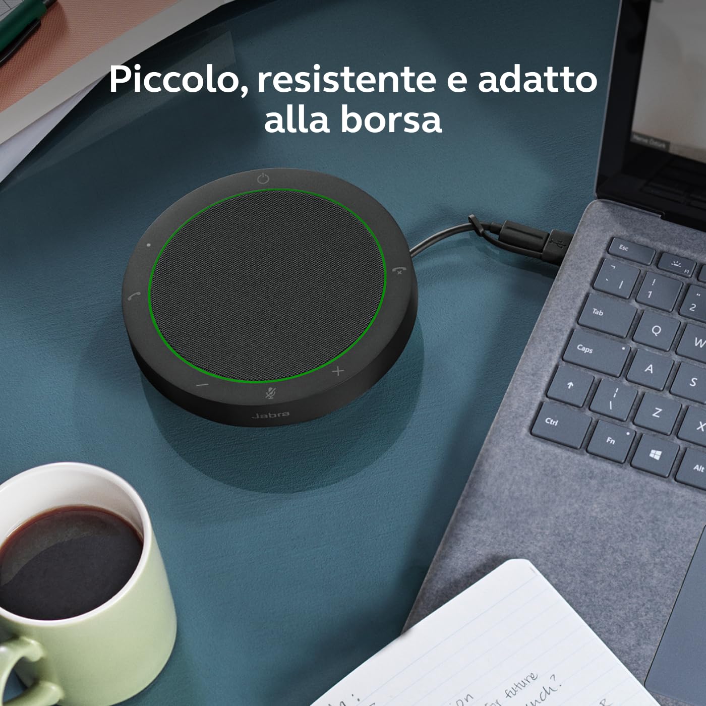Jabra Speak2 75 Speaker Bluetooth Senza Fili per Lavoro, Grigio Scuro | 4 microfoni a cancellazione di rumore, altoparlanti da 65 mm, funzione di collegamento USB-A e USB-C, per Microsoft Teams
