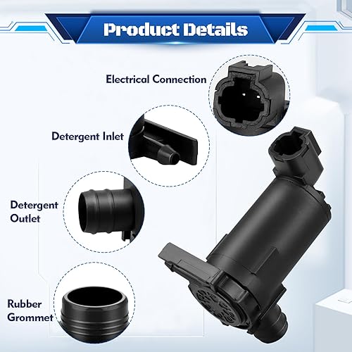 Vista 12 de HHCSOP Bomba de lavado de parabrisas, repuesto para Hyundai Accent Elantra Sonata Tiburon Tucson XG300 XG350, Kia Amanti Optima Sportage - Reemplaza