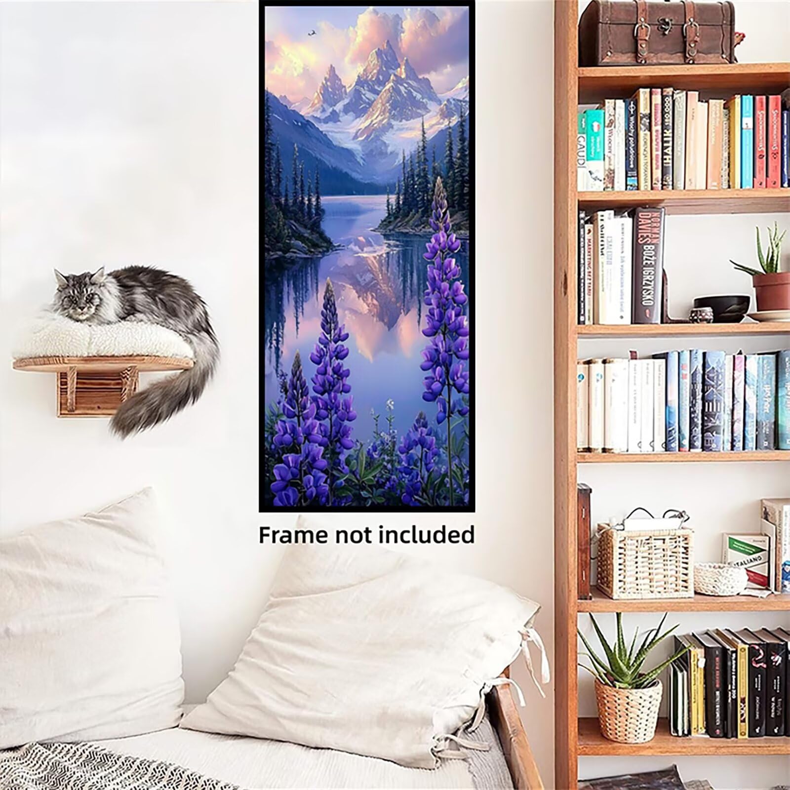 Malen Nach Zahlen 50x150cm Leinwand See Malen Nach Zahlen Erwachsene mit Ohne Rahmen, DIY Kreativ Set für Erwachsene mit Pinseln und Acrylfarbe, Zimmer Deko Wald Landschaft Geschenk, P0M-782