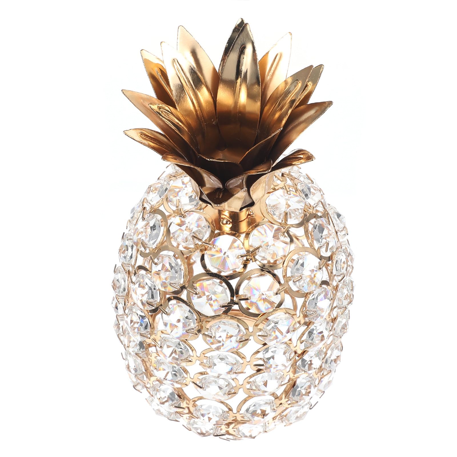 Ornement Décoratif D'ananas en Cristal Métal Doré de Salon