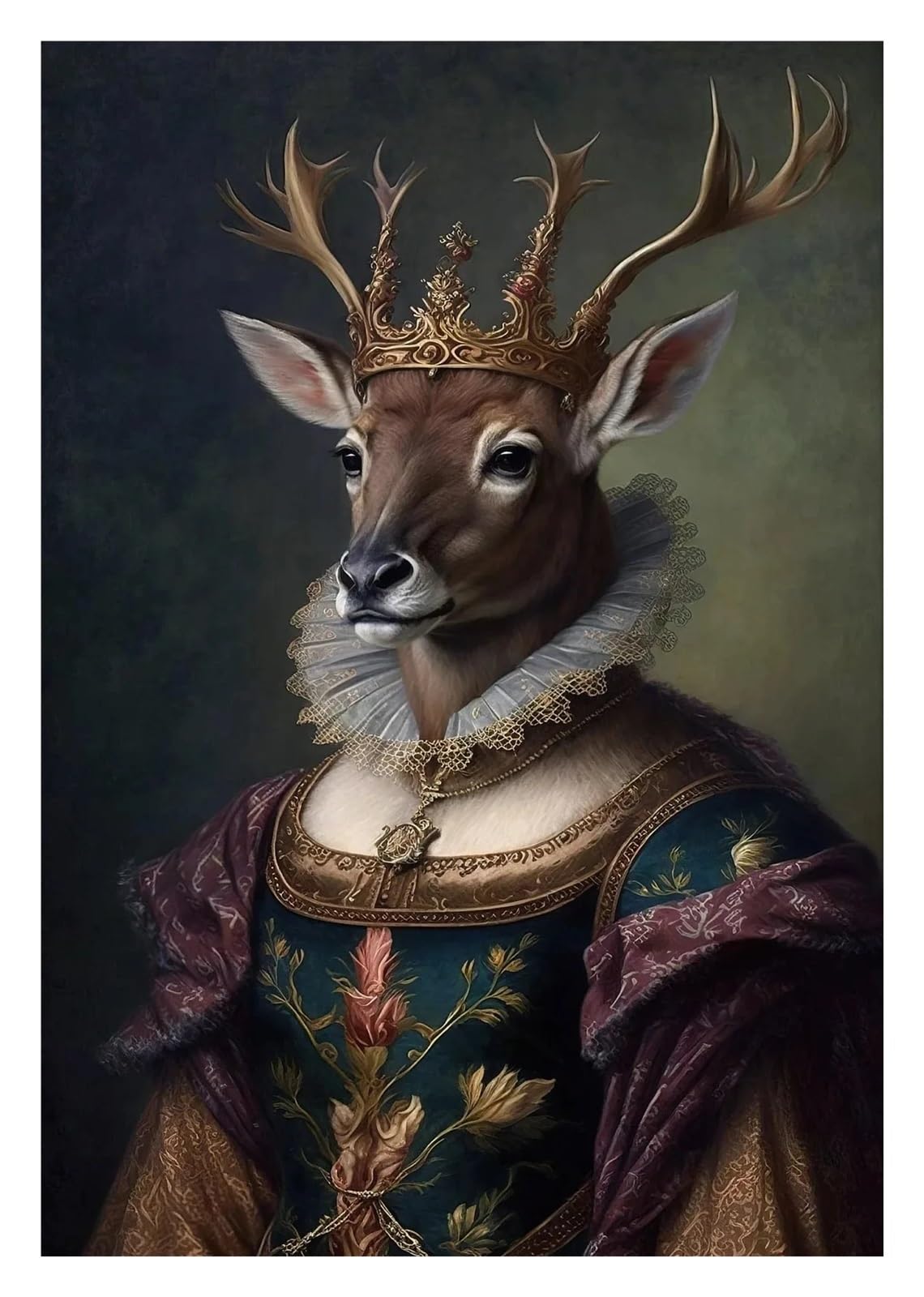Peinture sur Toile rétro de cerf et cheval pour décoration murale