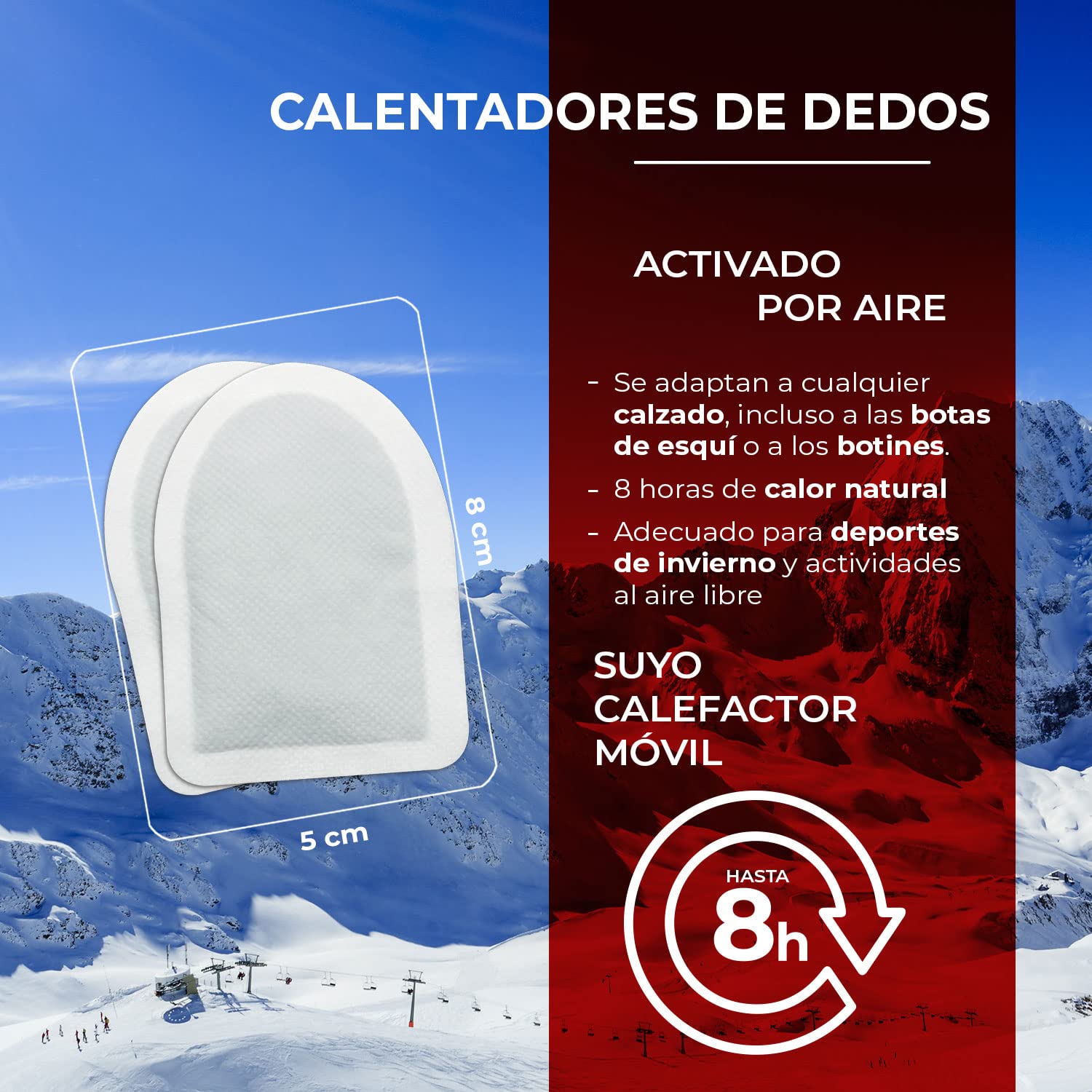 THERMOPAD Calentadores de Dedos - Calor Natural hasta 9 Horas - para Todos los Zapatos - Activado por Aire inmediatamente
