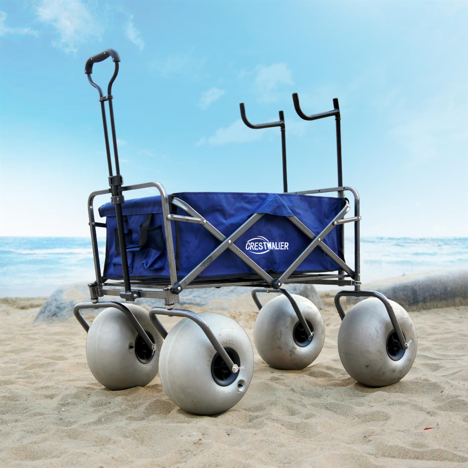 Amazon.com: CRESTWALKER Upgraded Beach Wagon with Chair Racks and 13 ...