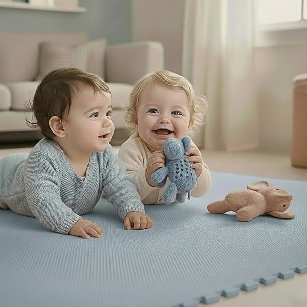 LittleTom Puzzlematte Baby Spielmatte 18 Matten Blau - 30x30 cm Krabbelmatte Bodenmatte Kinder - Puzzle Teppich Kinderzimmer Matte - Outdoor Bodenschutzmatte Spielteppich - Eva Schaumstoff BPA-frei - 3