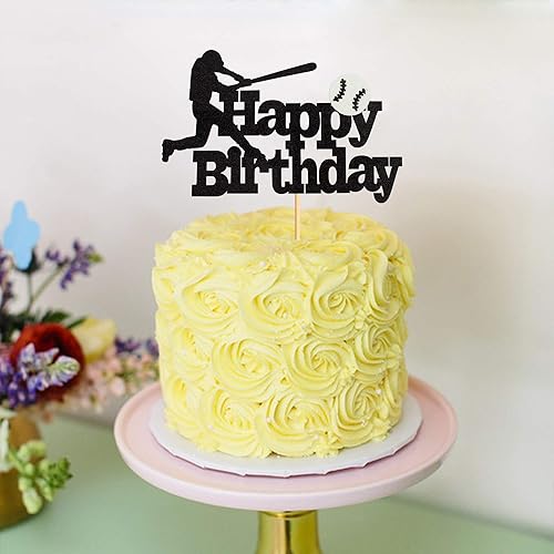 Miniatura 5 de Ercadio 1 paquete de decoración de pastel de béisbol de feliz cumpleaños con purpurina para jugador de béisbol para temática de béisbol, baby