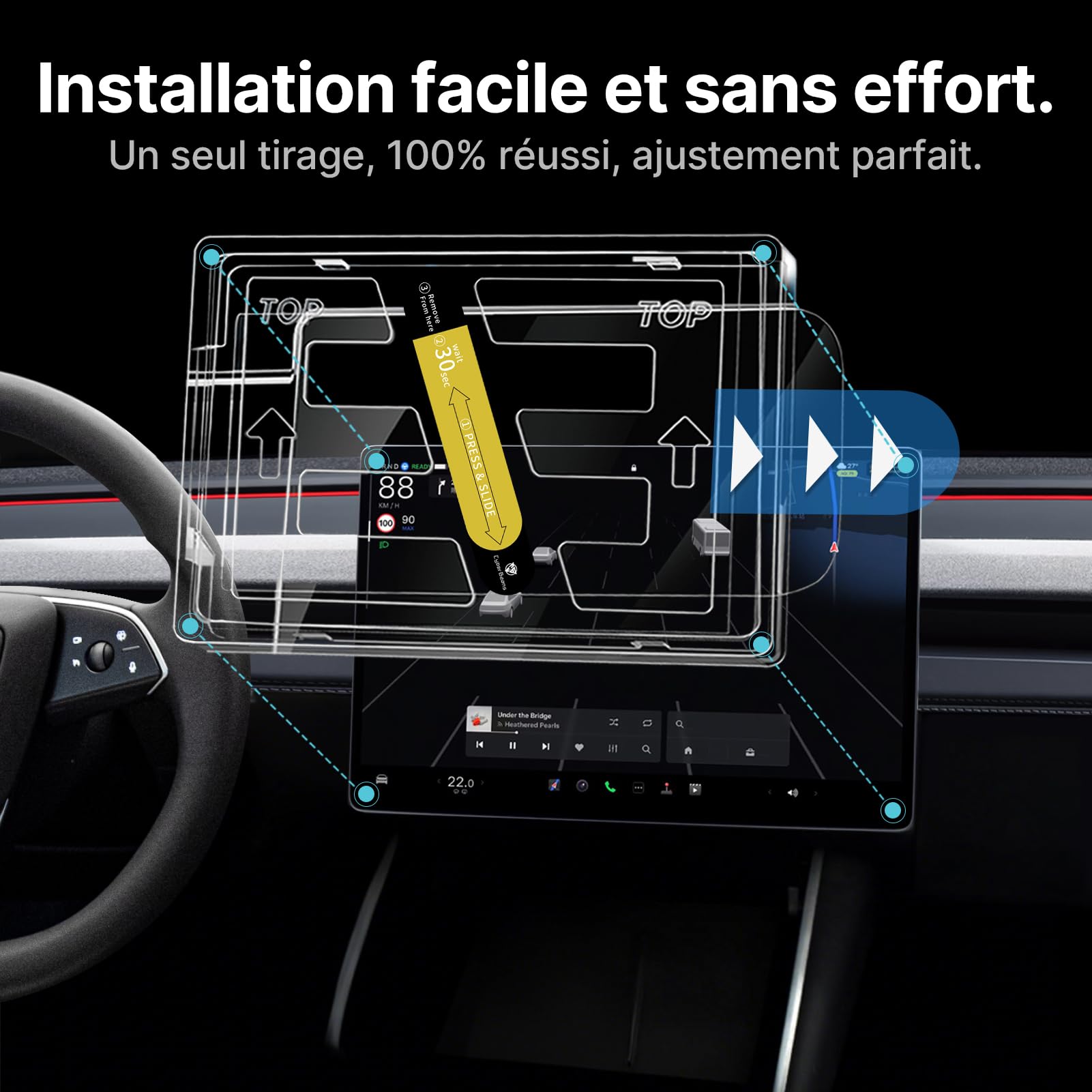 Protection d’Écran 16" Pour Tesla Model y Juniper 2026 | En Verre Trempé Accessoires Anti-Trace De Doigts, Sans Bulle, Dureté 9h, Avec Kit d’Installation