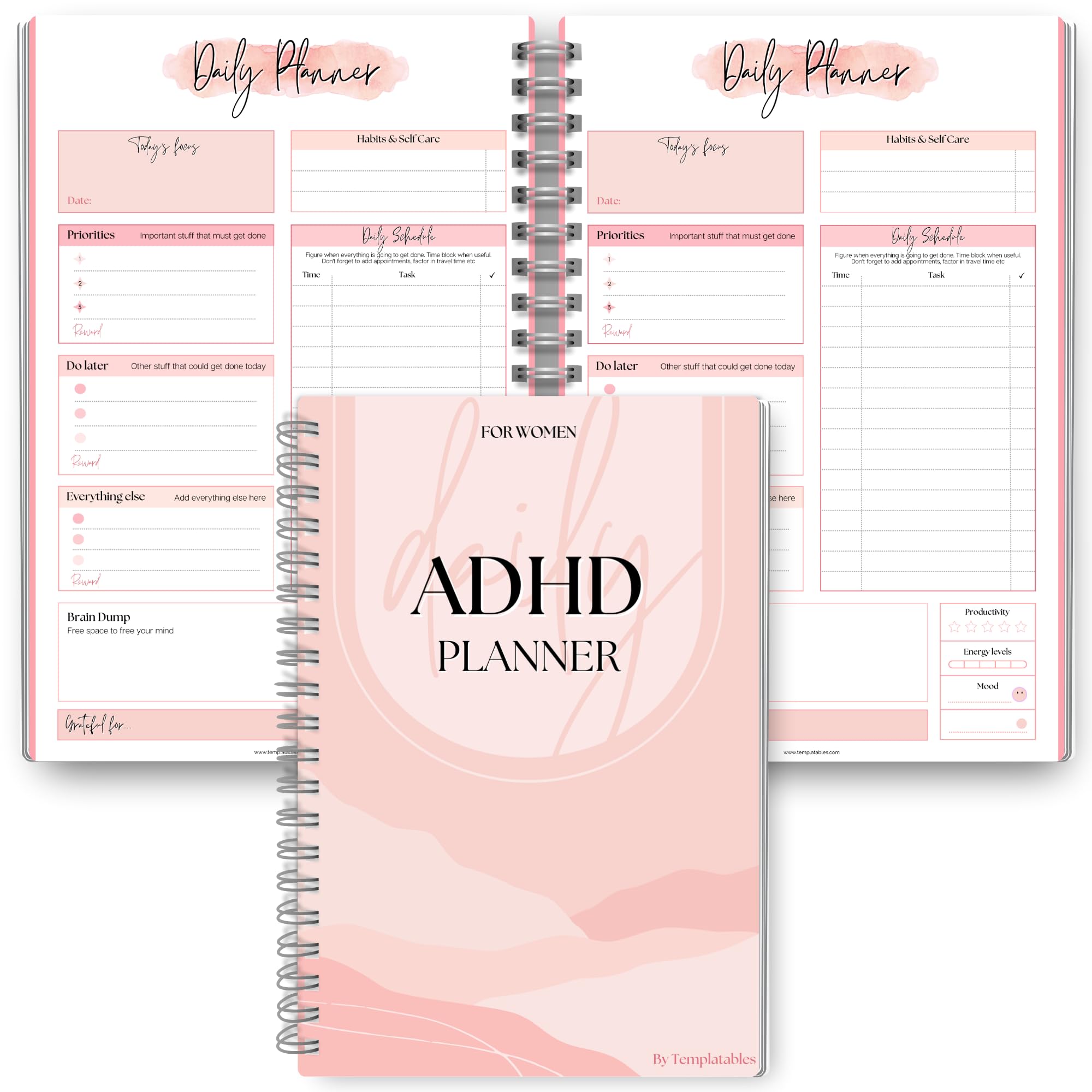 Women's ADHD Daily Planner for Neurodivergent Adults - Productivity Daily Planner & Task Management to Stay Organized and Focused