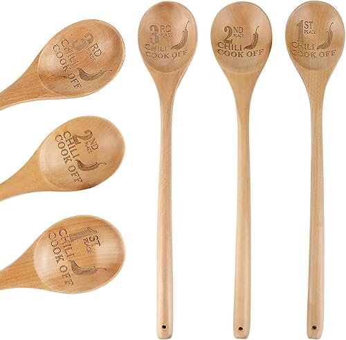 3Pcs Wooden Cooking Spoons, Wooden Kitchen Utensil Large Wood Spoon for Cooking Serving Mixing, Heat Resistant Cooking Utensils for Nonstick Cookware