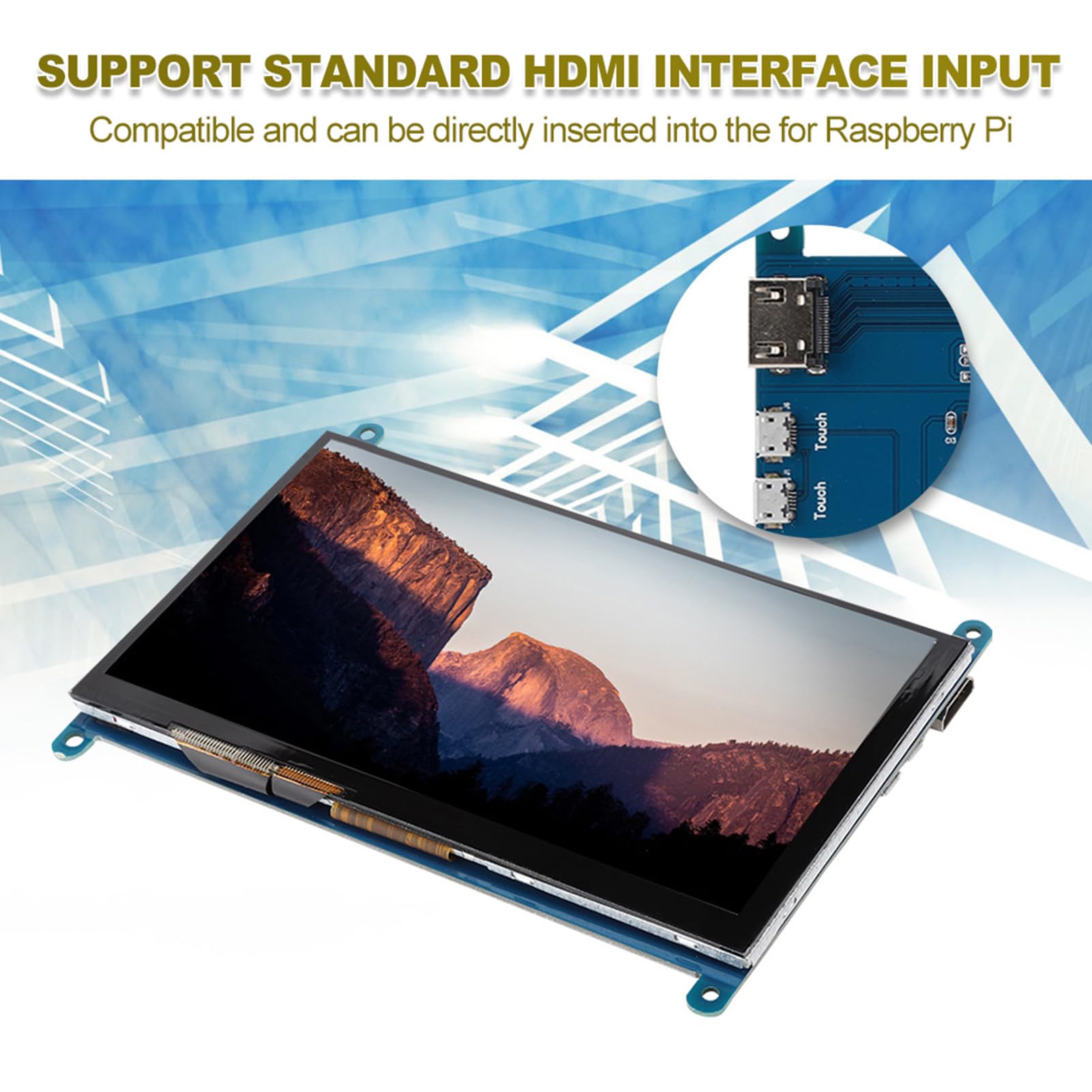 7-calowy ekran dotykowy HDMI LCD HD, monitor pojemnościowy 1024 x 600 dla, 5 profesjonalnych punktów dotykowych dla 3/2/1