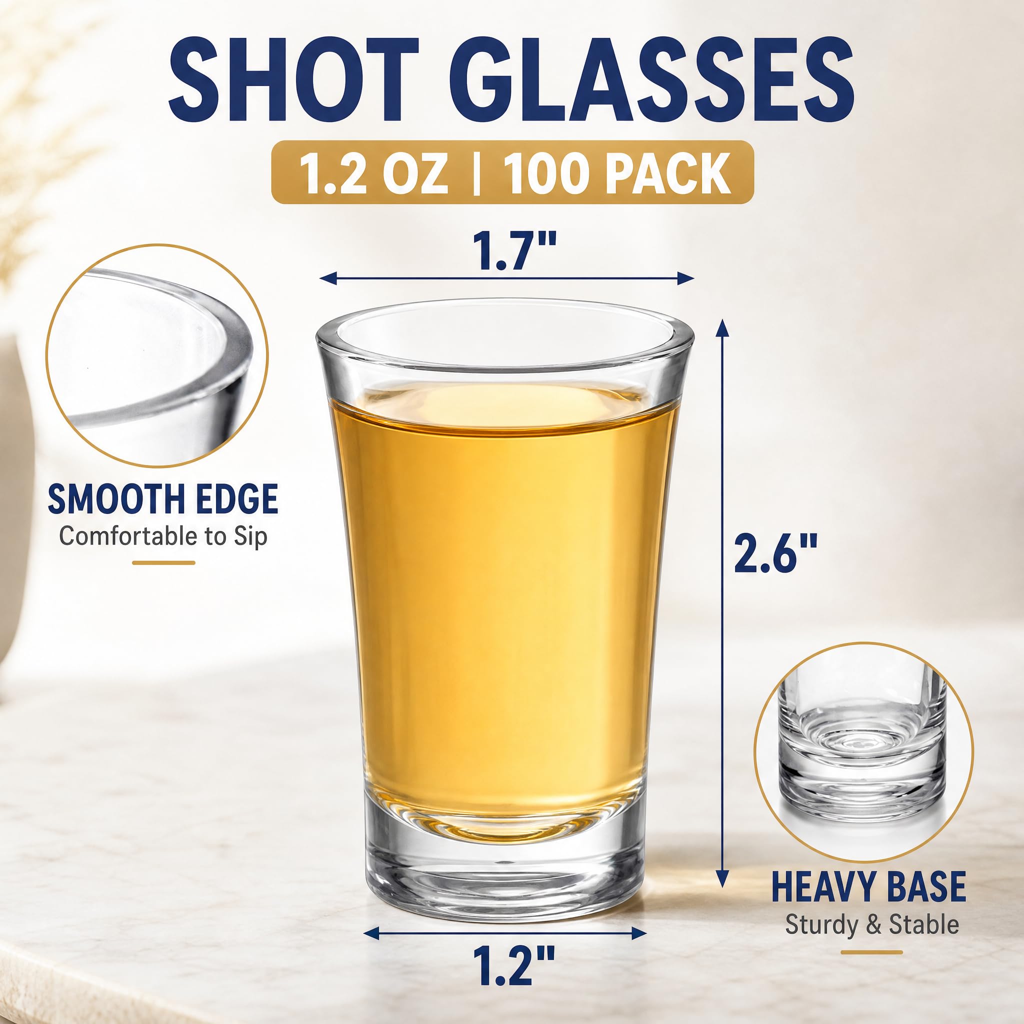 Lot de 144 verres à shot en acrylique de 34 g avec base lourde - Transparent et réutilisable - Pour whisky, liqueur, gelée, cocktail, vodka, rhum, bar à vin