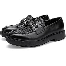 Men's Woven Dress Shoes Leather Casual Slip On Breathable Penny Loafers for Men