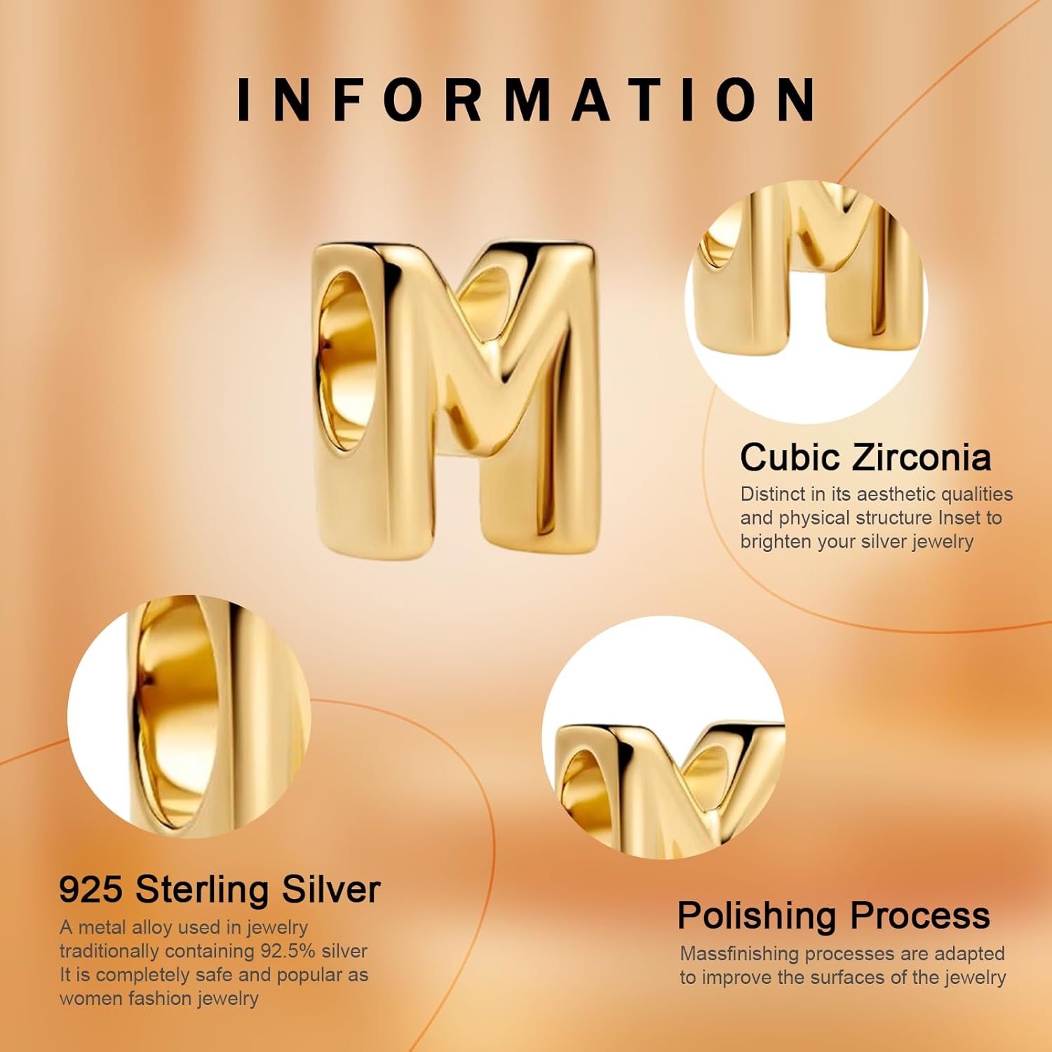 925 Sterling Silver Women Bracelets Pendant Rose Glod Letter Women Bracelet Charm Mother's Day with Zirconia - Image 4