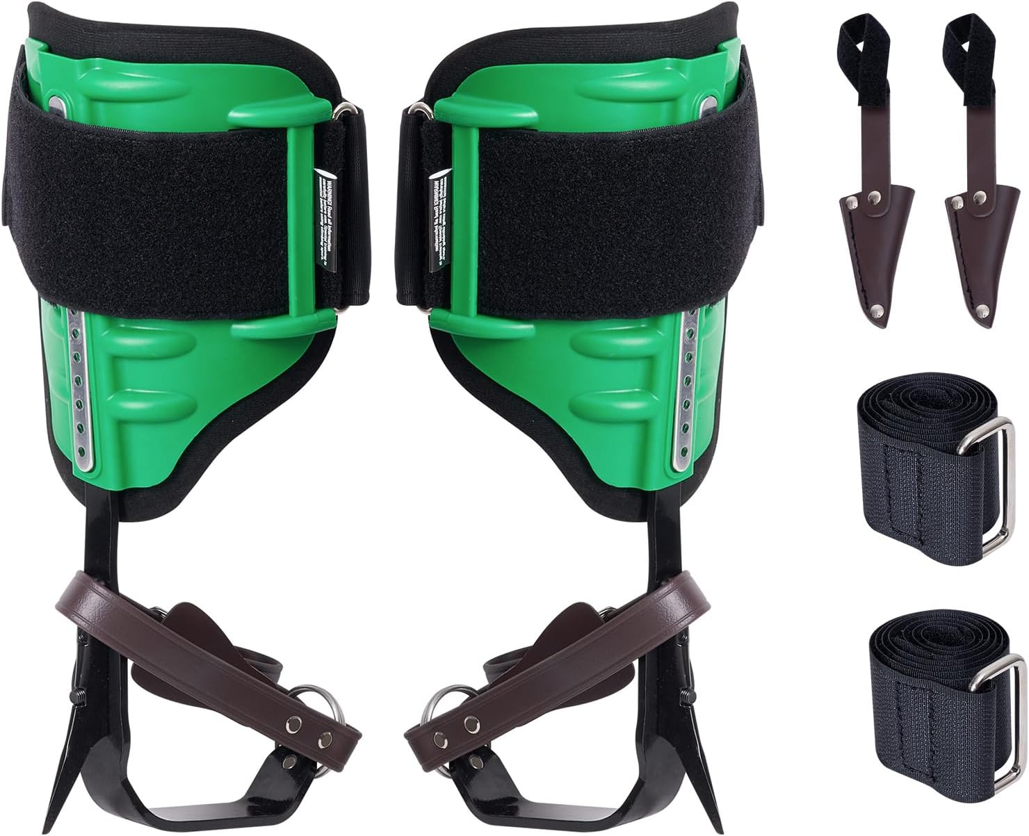 Happybuy Tree Climbing Spikes, 1 Pair Alloy Steel Climbing Spurs, 350lbs Load Capacity with Straps & Spike Protectors, Arborist Gear for Climbers, Hunting, Fruit Picking, Green
