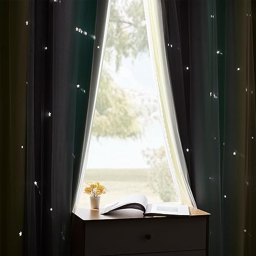 Miniatura 75 de XiDi - Cortinas rosas y grises para dormitorio de niñas, calcomanías de pared de unicornio, cortina verde, oscurecimiento de habitación, opaca, 63