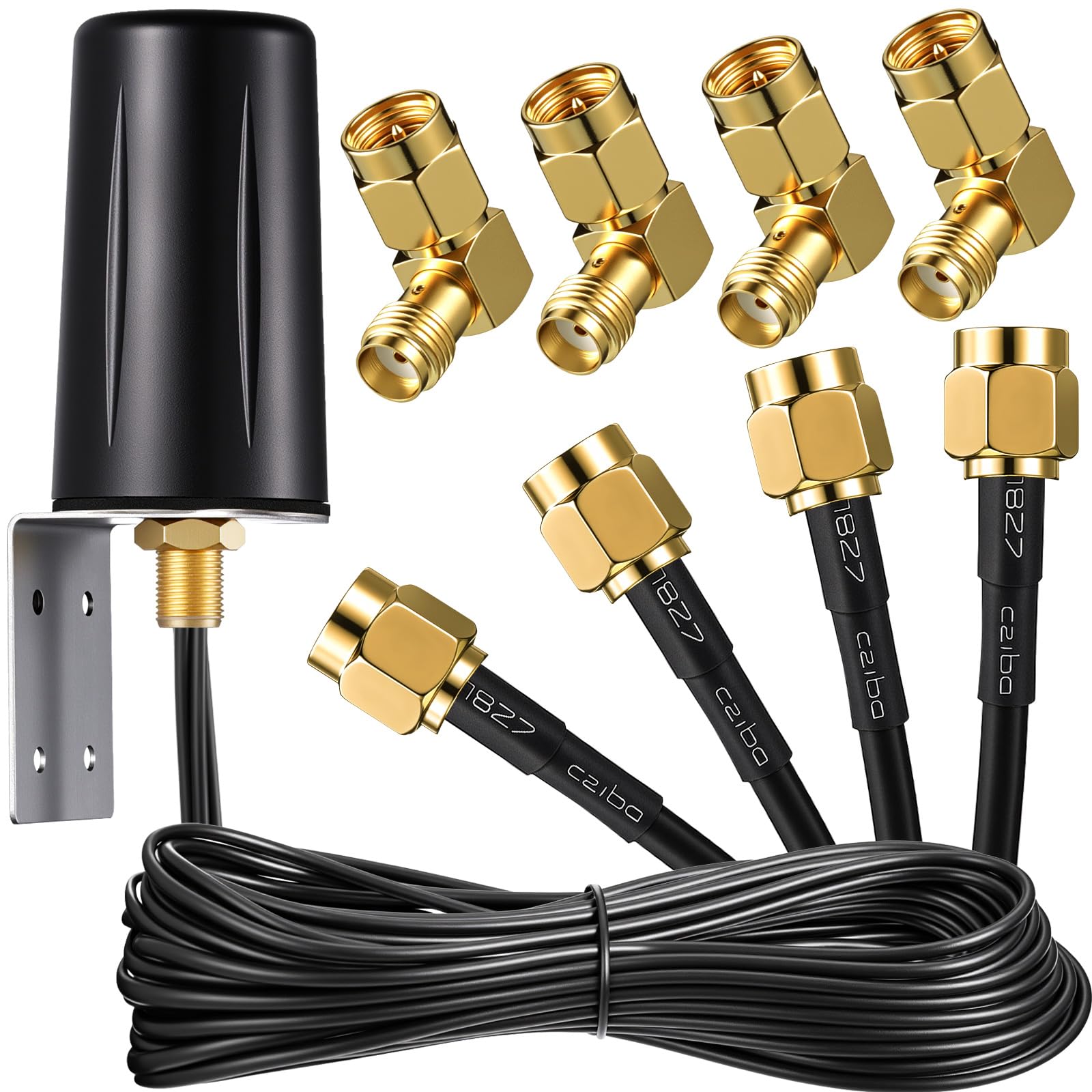 Photo 1 of FairySandy 5 Pcs 5G Mobile Antenna 4x4 MIMO Omnidirectional LTE External Antenna with SMA Male to Female Right Angle Adapter for Boosts Performance of 5G Routers Gateways Hotspot Home Internet
