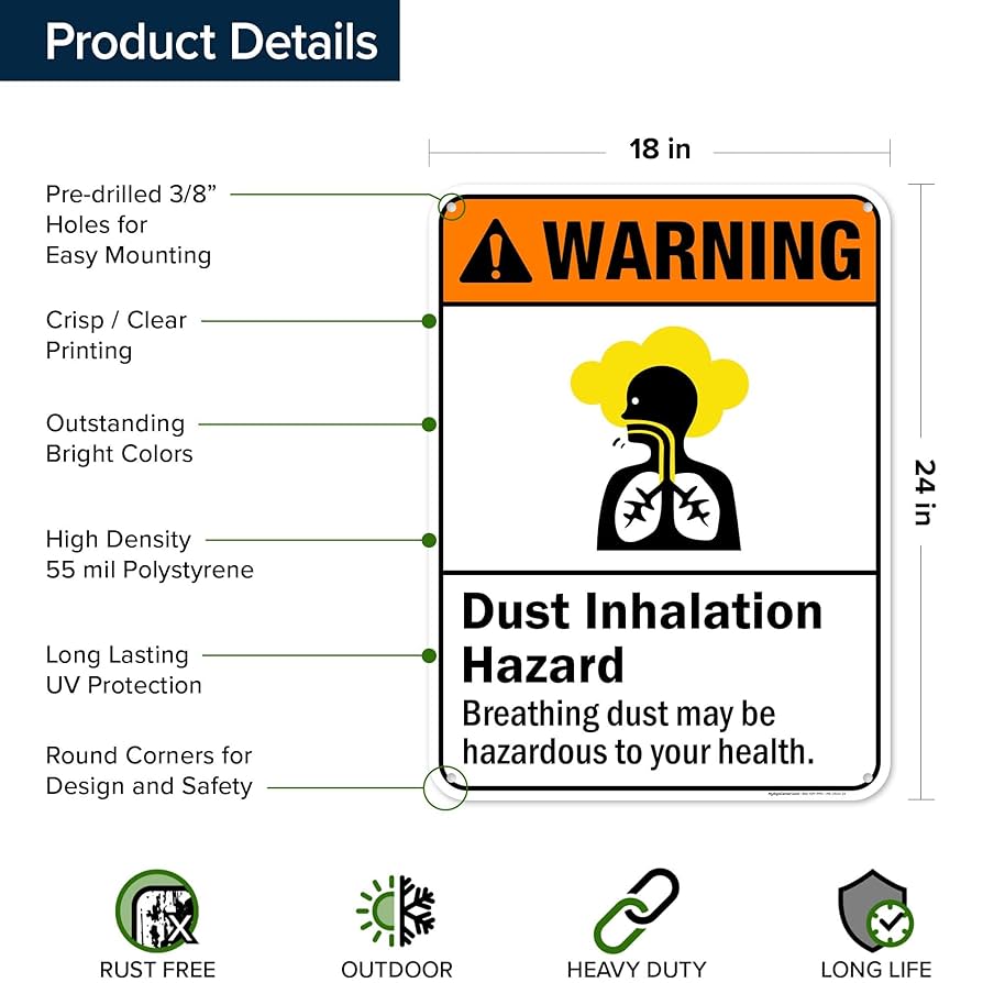Amazon.com : Warning Dust Inhalation Hazard Breathing Dust