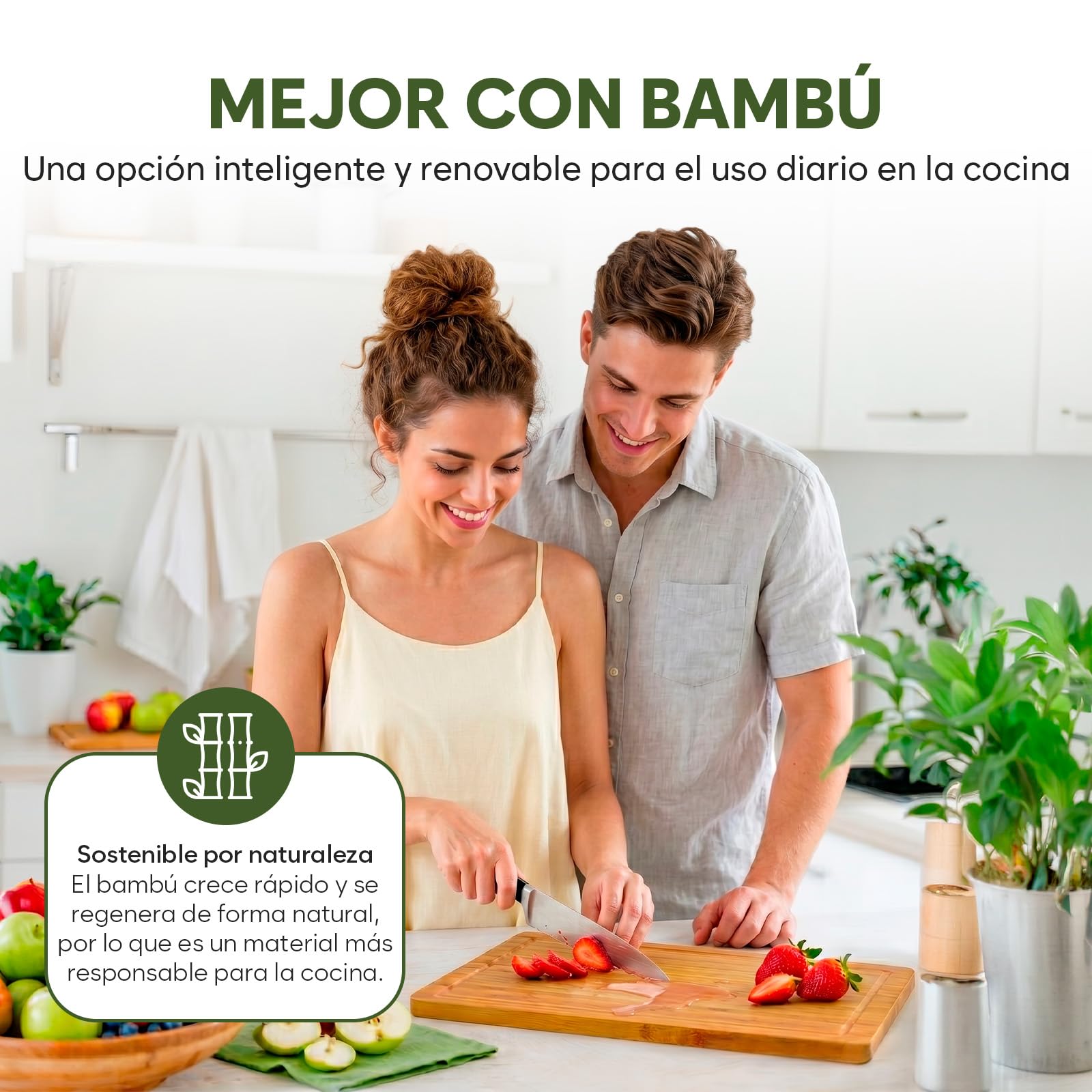 Tabla de Cortar de Bambú Extra Grande - 44.5 x 30 x 1.5 cm Tabla de Madera para Cocina, Bloque de Carnicero con Ranuras para Jugos