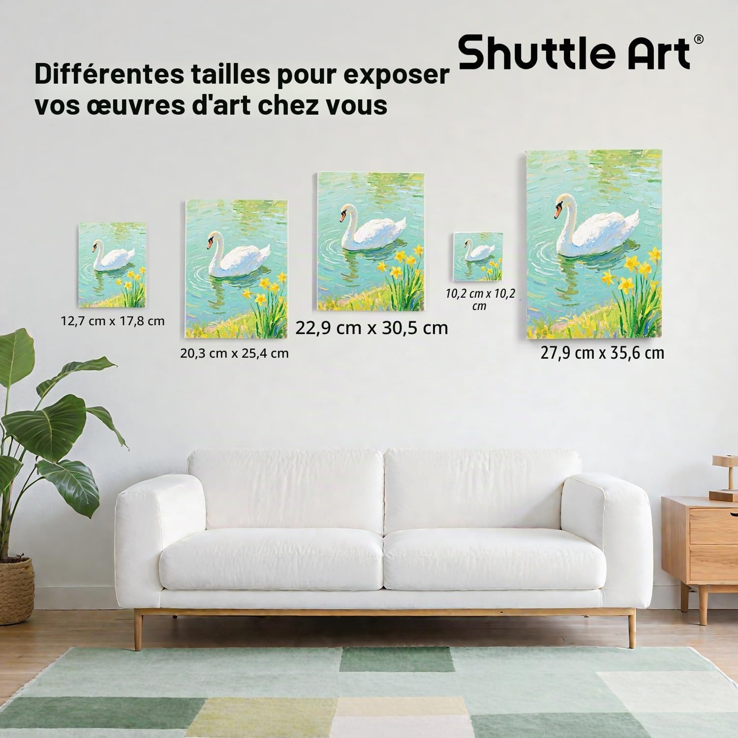 Shuttle Art Lot de 15 toiles tendues, 100 % coton, 12,7 x 17,8 cm, 22,9 x 30,5 cm, 27,9 x 30,5 cm (3 de chaque), 100 % coton, toile blanche apprêtée, toiles d'art pour peinture acrylique, peinture à