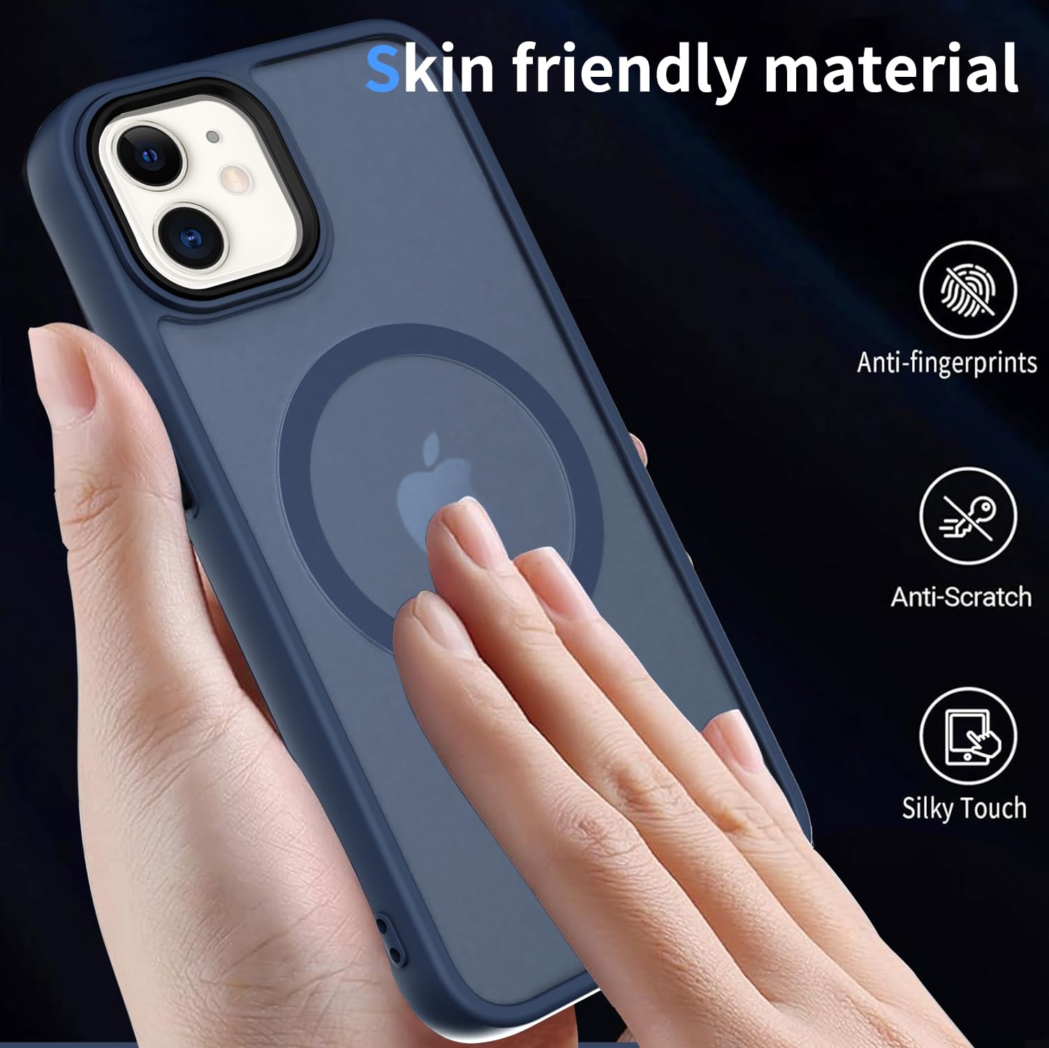 AOMYKE Cover Magnetica per iPhone 11, Custodia iPhone 11 Compatibile con MagSafe, Traslucida Opaca Posteriore Sottile PC+TPU Bumper Antiurto Case - Blu