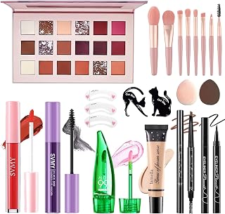 PWYSHXDF Full Face Makeup Set for Women & Teens - 18-Color Eyeshadow Palette, Lip Gloss, Brushes, Stencils | Beginners to Pros, Waterproof, All Skin Tones