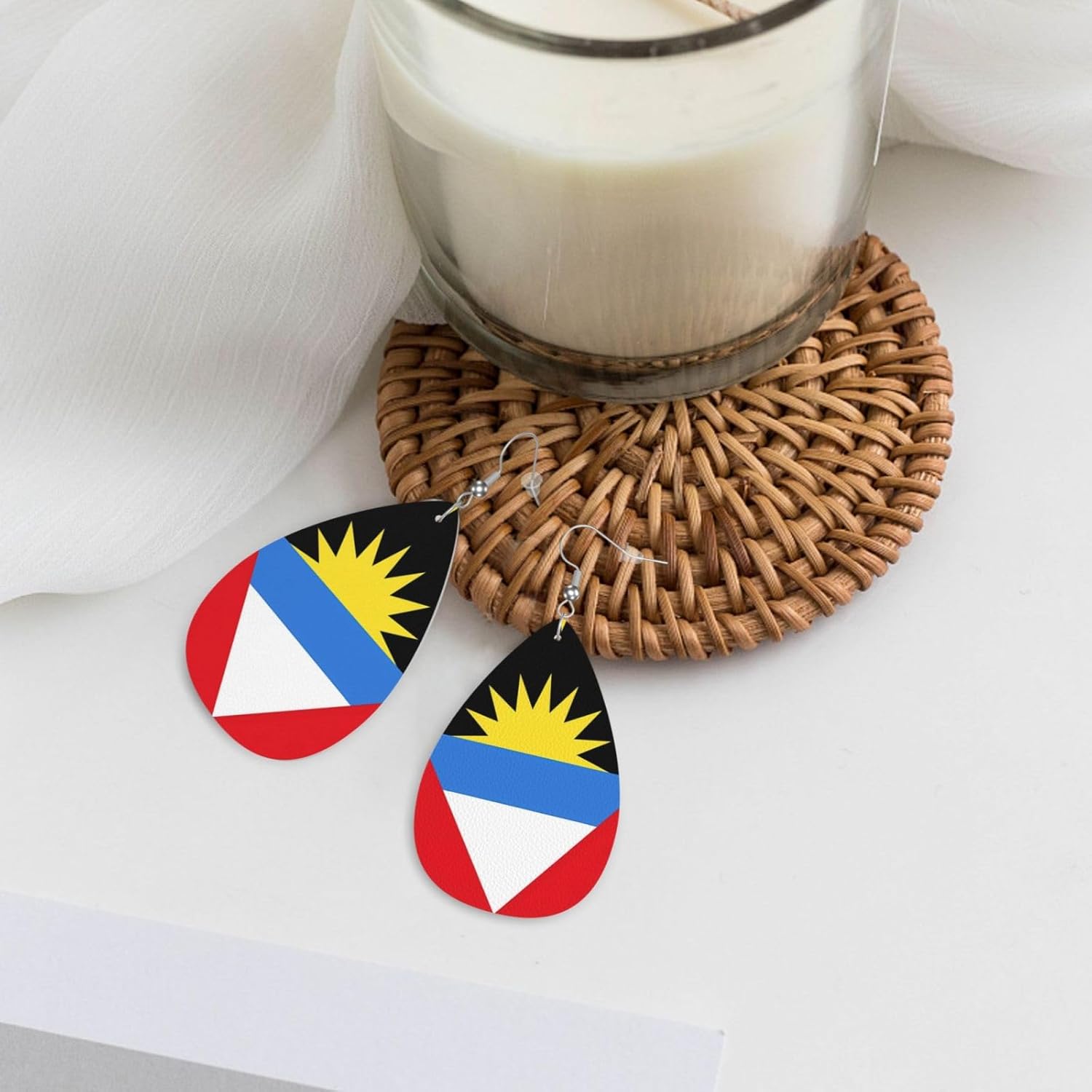 Country Flag Teardrop Earrings For Women Lightweight Leather Dangle Earrings Patriotic Jewelry Gifts - Image 7