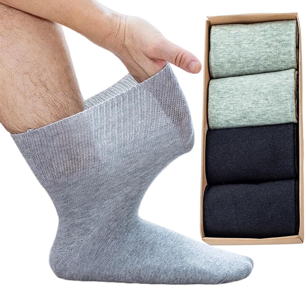 Paquete de 4 calcetines para diabéticos, extra anchos, súper suaves, no  vinculantes, para pies hinchados, unisex