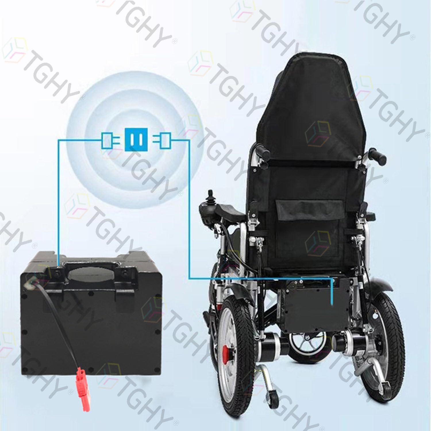 TGHY Batería para Silla de Ruedas eléctrica, Paquete de baterías de Litio de 24 V, baterías para sillas de Ruedas Plegables de 15 Ah a 60 Ah con Cargador.,24v15ah