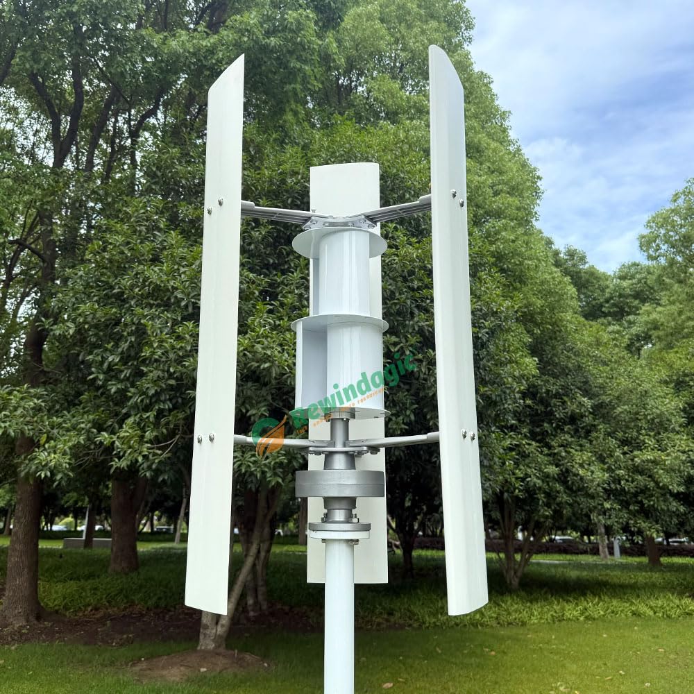 800W Windkraftanlage Vertikal 12V 24V 48V Windgenerator mit Laderegler 3 Klingen Windturbine für Heimgebrauch Garten Boote Hütten Windräder (24V mit regler)