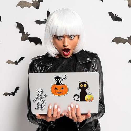 Miniatura 5 de Paquete de 25 calcomanías de gnomo de Halloween, calcomanías de decoración de refrigerador de calabaza para automóvil, puerta de garaje, Halloween,