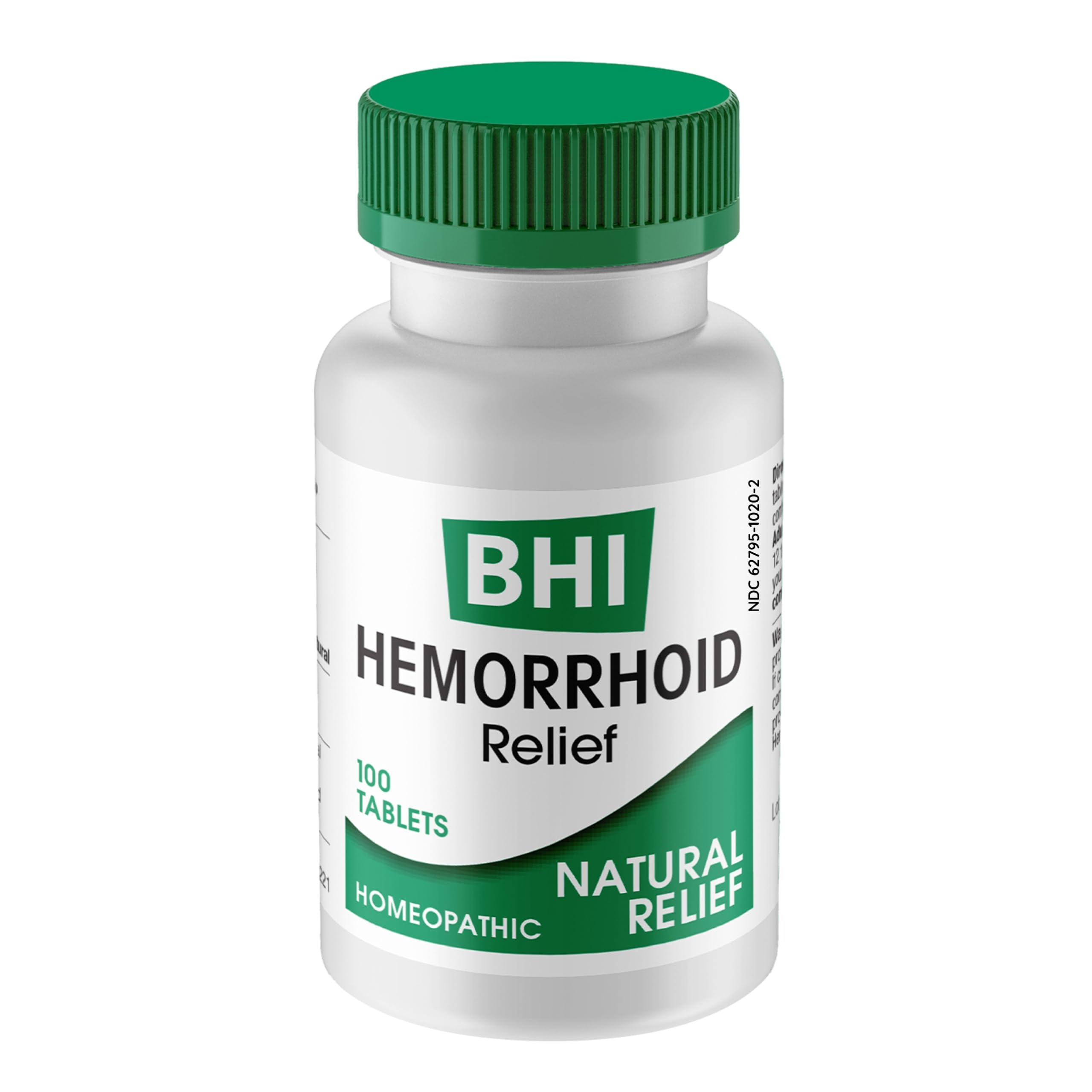BHI Natural Hemorrhoid Relief Soothes Burning, Swelling, Itching, Rectal Pain & Discomfort 8 Maximum Strength Homeopathic Active Ingredients Ease from The Inside for Women & Men - 100 Tablets