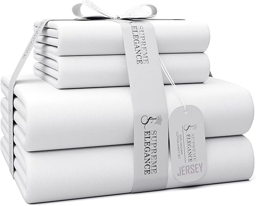 Juego de sábanas tamaño matrimonial de jersey blanco ultra suave y acogedor, para todas las estaciones, de fácil cuidado, con bolsillo profundo,