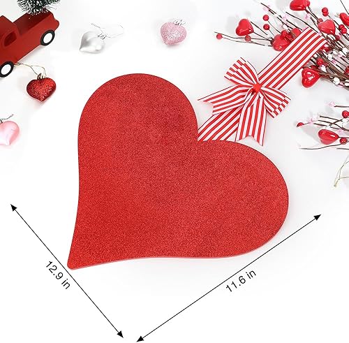 Miniatura 7 de AKEROCK Decoración del día de San Valentín, letrero colgante de madera con forma de corazón rojo brillante para decoración de San Valentín,