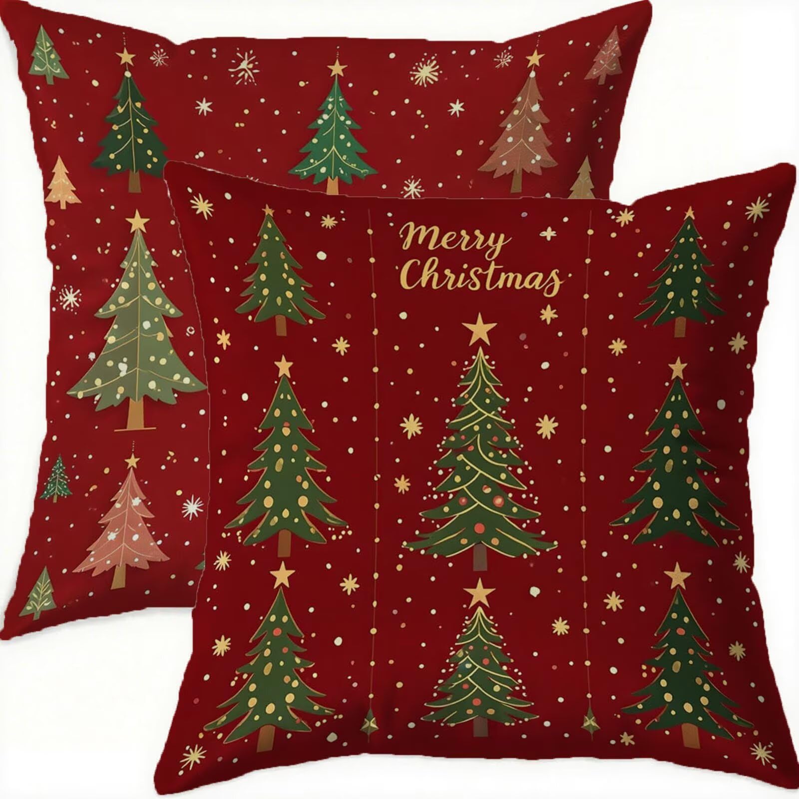 Taies d'oreillers 80x80cm velours imperméable rouge contre taches