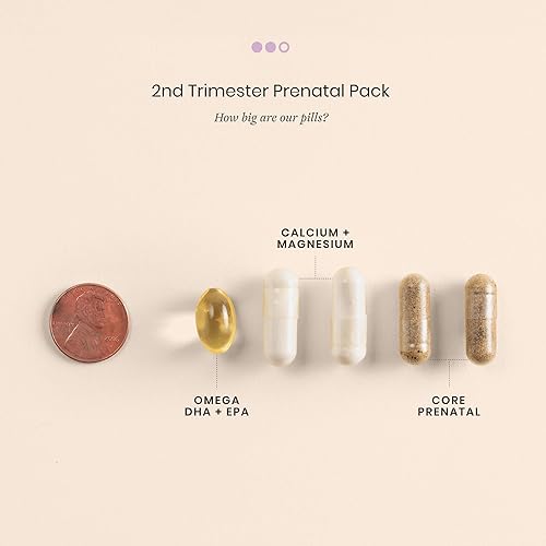 Miniatura 7 de Perelel Paquete Prenatal para el Segundo Trimestre, Multivitamínico con Magnesio, Omega 3, Hierro y Calcio, Apoyo Nutricional para el Bienestar del