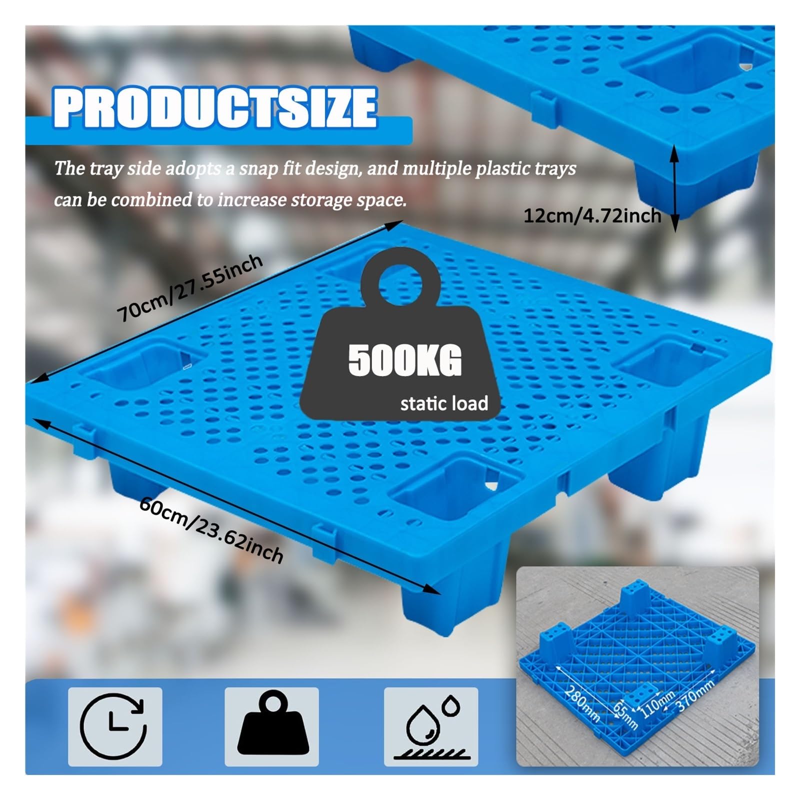 Plastikowe palety wodoodporne, podkładka do przechowywania, lekka podłoga, paleta piwnicy, oddychające kratki, stojaki na artykuły do supermarketu, sklepu spożywczego, biura, domu, garażu