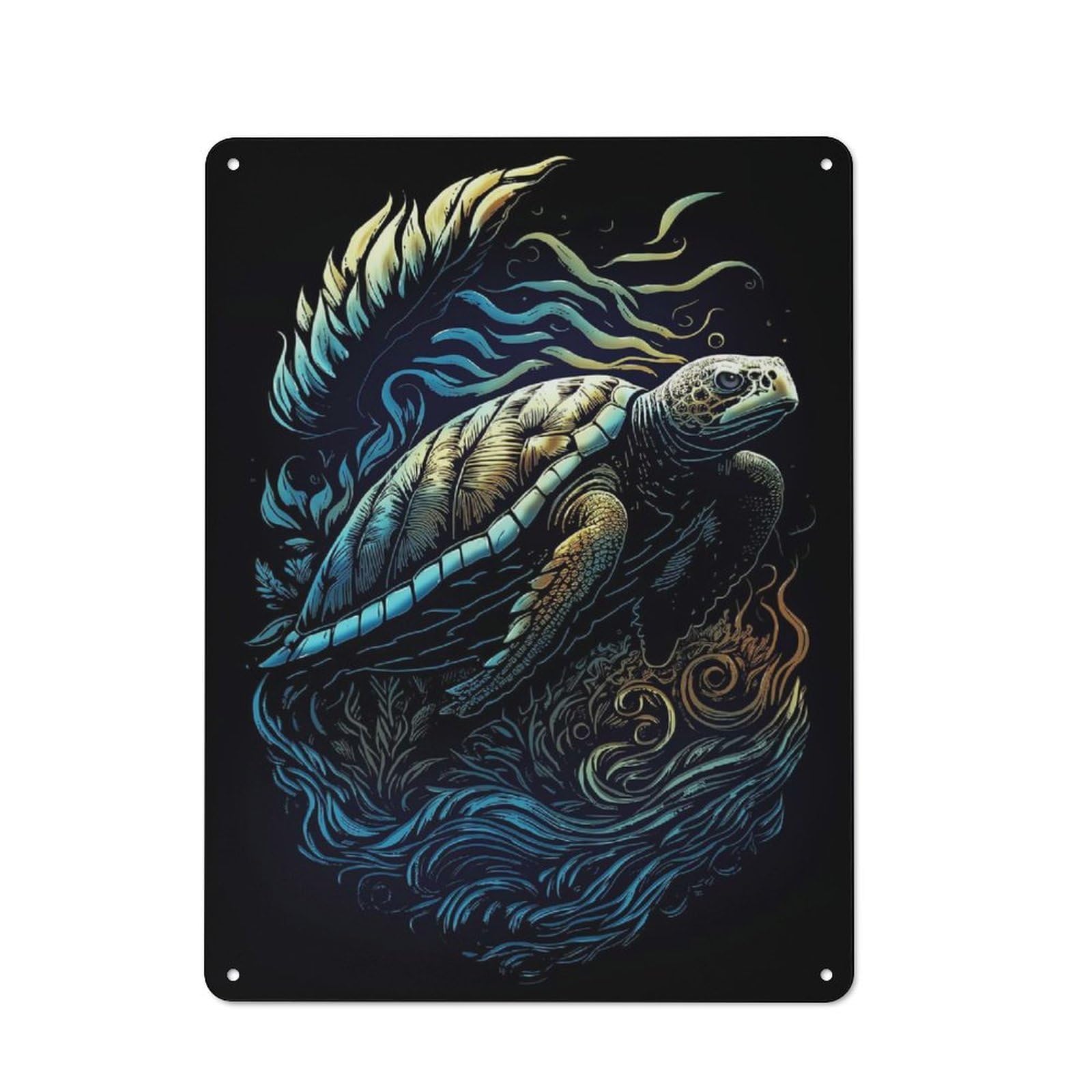 Bistro Style Marine Life Decorative Metal Plaque 40x30cm, Bistro Wall Plaque for Tea Room, Shop Wall Or Breakfast Area