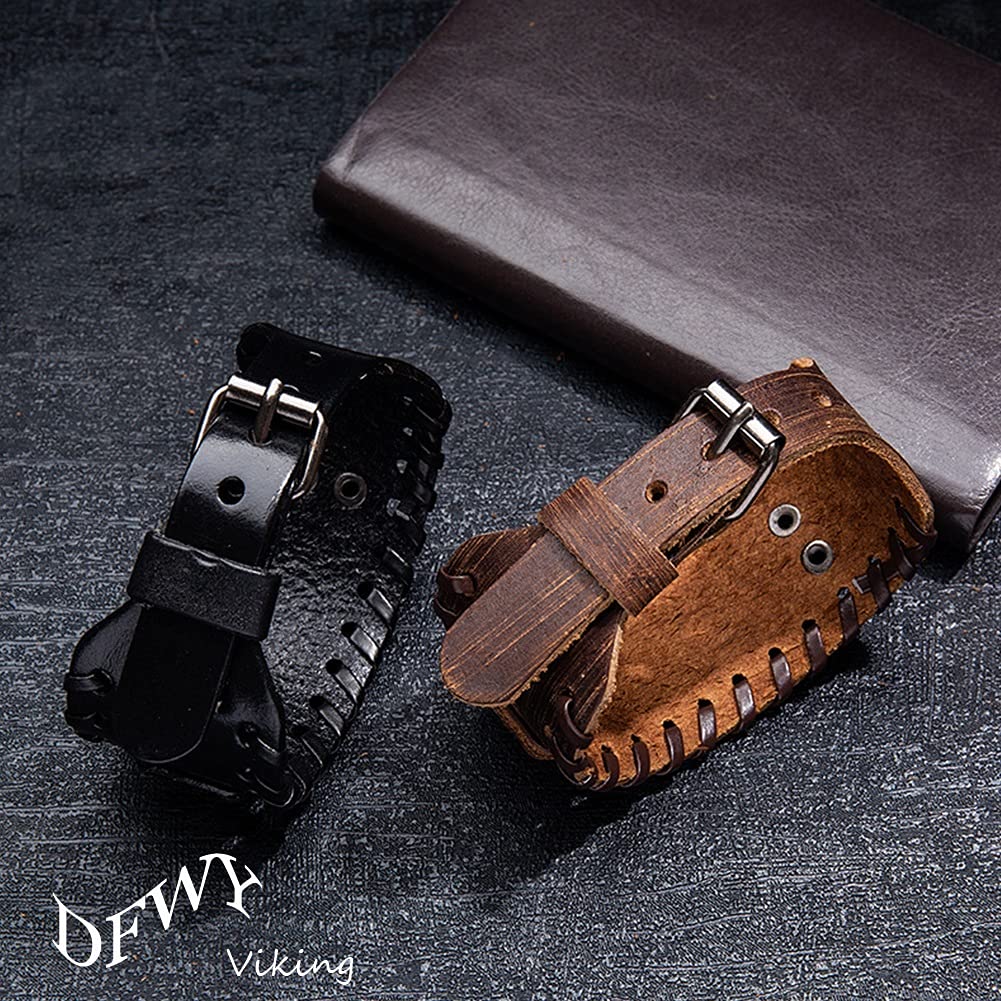 Star Of David Leather Bracelet For Men - Vintage Hexagram Adjustable Braided Cuff, Silver Accent - View #5