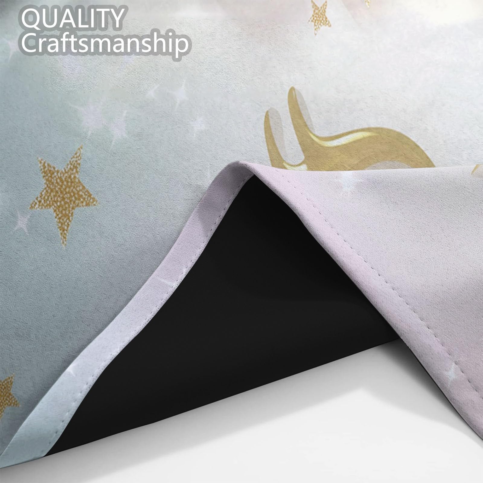 Générique Rideaux Occultants Enfant 3D Licorne 110 x 215 cm (L x H), Isolation Phonique à Œillets Fleur Étoile Magie Fantaisie, pour Chambre Garçon (2 Panneaux) Blanc