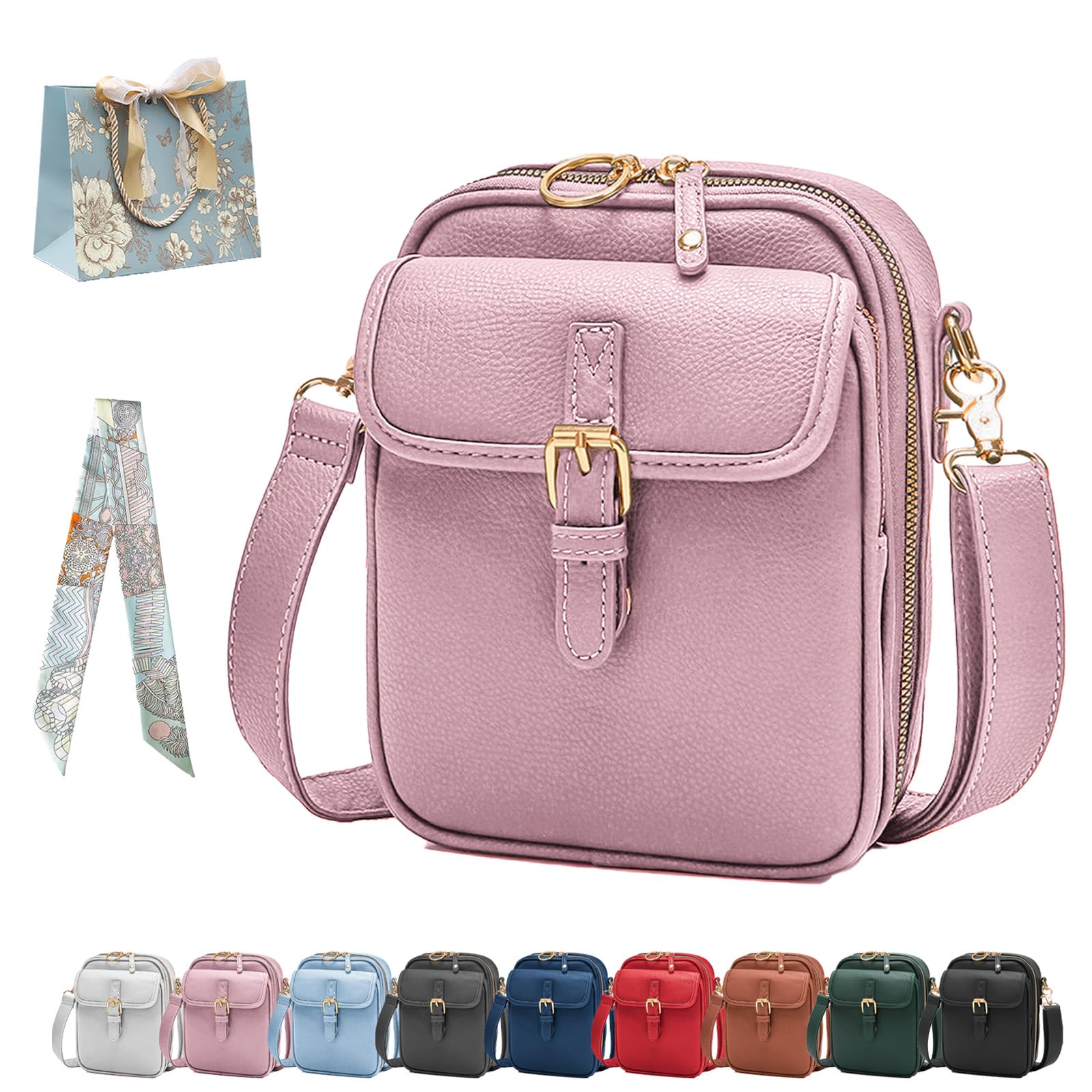 Crossbody Leather Bag for Women, Anti Theft Shoulder Bags Built In Wallet, Large Capacity with 10 Card Slots