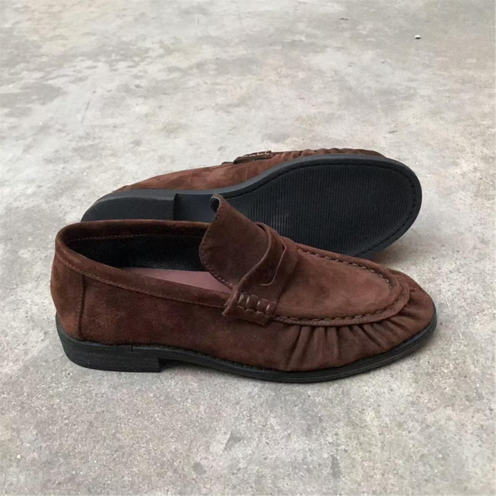 Pantofole Cotone Donna in Pelle di Camomilla Mufflers Marrone, Ruched Slip-on Scarpe Piatte, Retro Stile Francese Casual da Ufficio Confortevoli Calzature Tutti I Giorni-black-40
