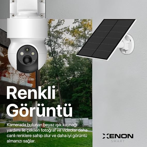 Xenon Smart Smart Outdoor Security Camera 350° Motion Detection/Following FHD Video IP65 Waterproof Night Vision Two-Way Audio Cloud/Local Storage Led Illuminated 4G Solar Powered Camera X7262