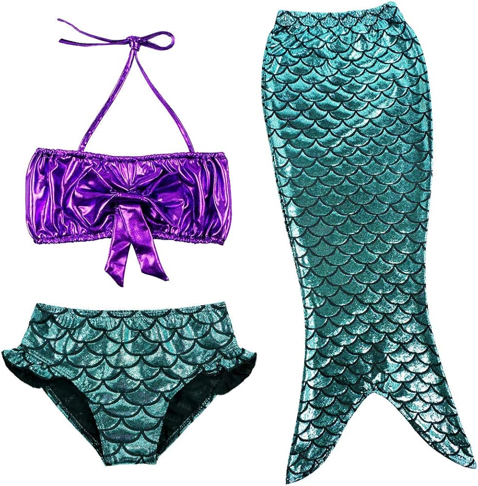BAOHULU Girls ' 3-Piece Swim Set Lovely Scale Tail Bikini Swimwear 100-150 : Clothing, Shoes & Jewelry