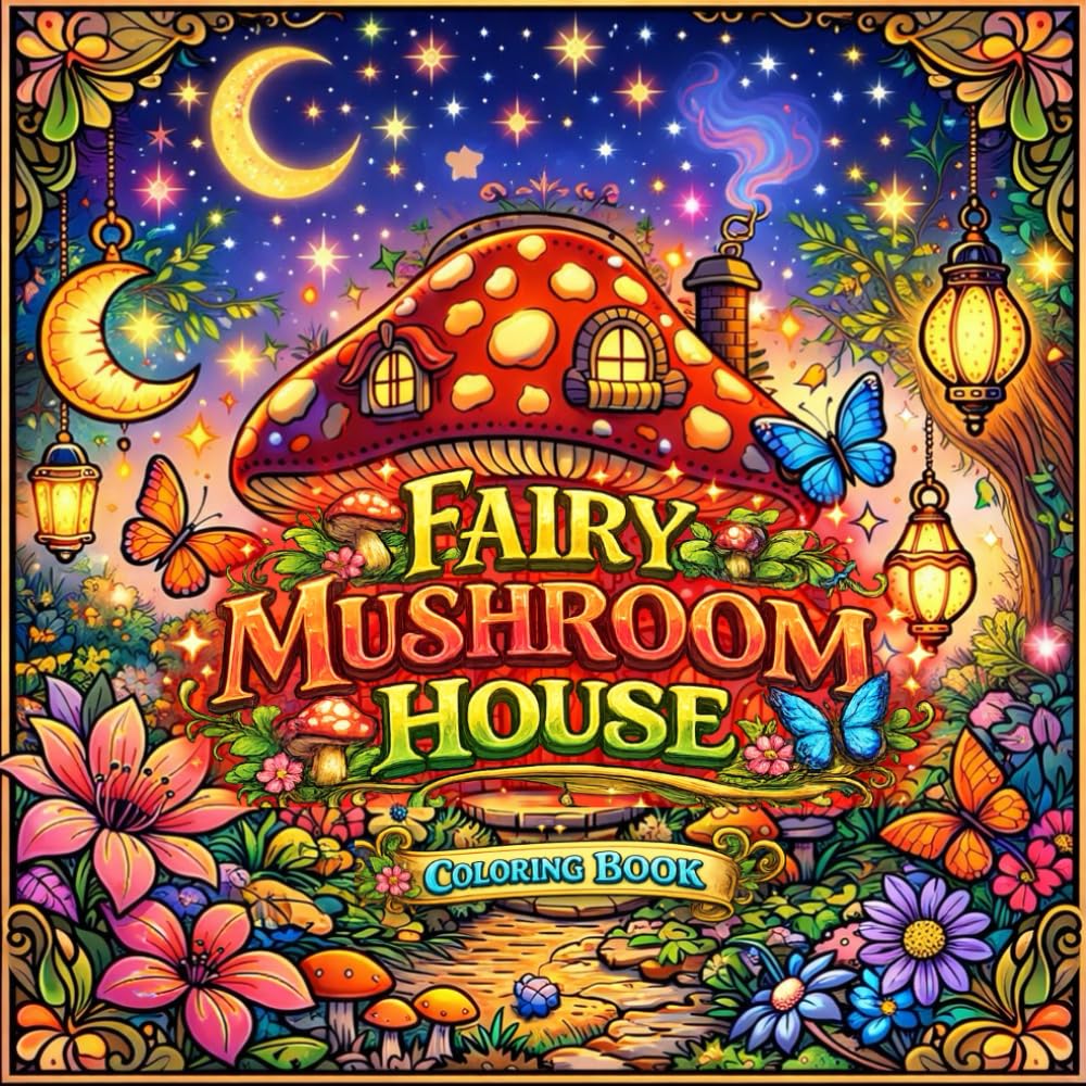 Bold & Easy Fairy Mushroom Homes Coloring Book: Whimsical Fantasy Pages for Relaxation, Creativity, and Stress Relief