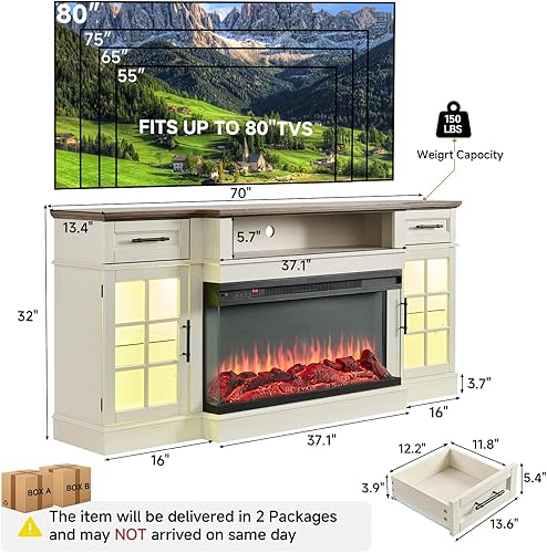 Miniatura 42 de ROCKPOINT Argus - Centro de entretenimiento, consola de almacenamiento para multimedia, TV con base (70 pulgadas), color negro Negro -,Carbón