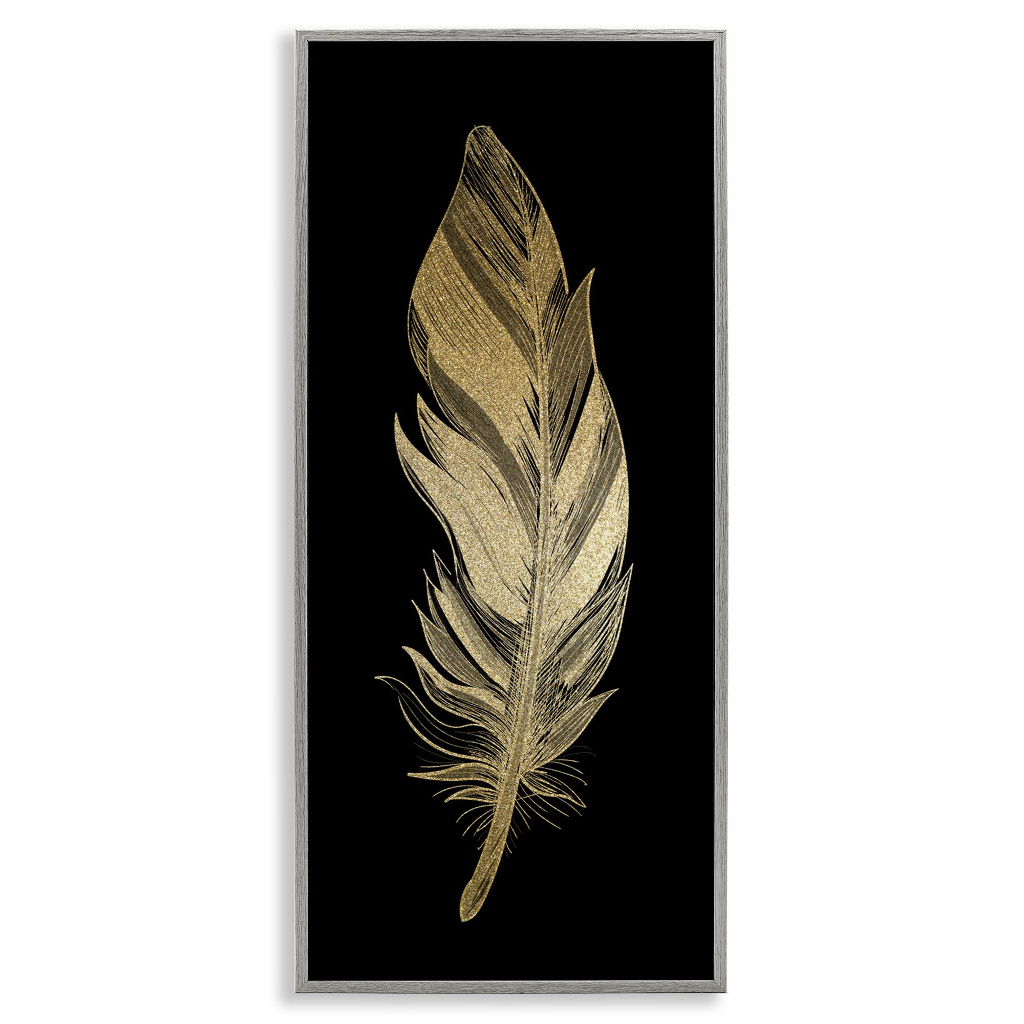 Stupell Industries Glam Lined Feather Gray Framed Giclee Art, design by Kim Allen, 24 x 10