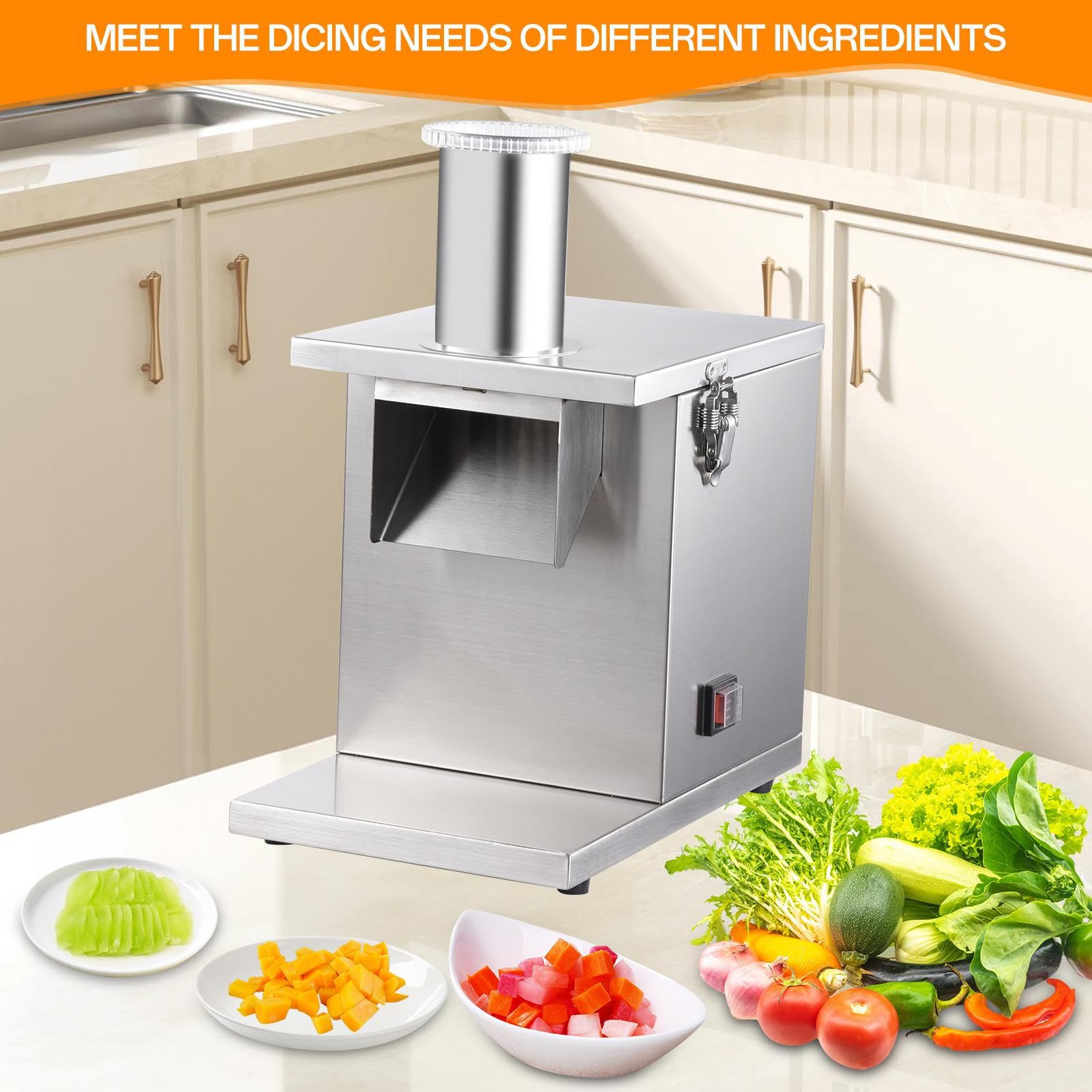 Electric Vegetable Dicer,Commercial Chopper Food Processor | Stainless Steel Automatic Food Chopper Machine for Onions, Carrots, Cucumbers