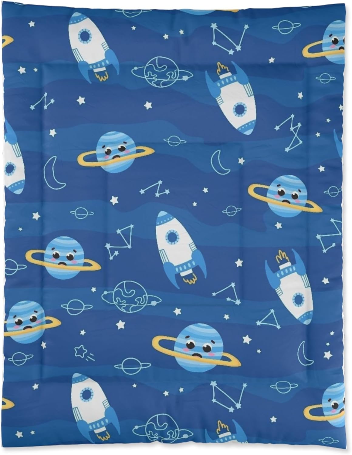 Space Adventure Comforter, Cozy Bedding for Kids, Astronaut Theme Quilt, Gift for Young Dreamers, Ideal for Bedroom Decor